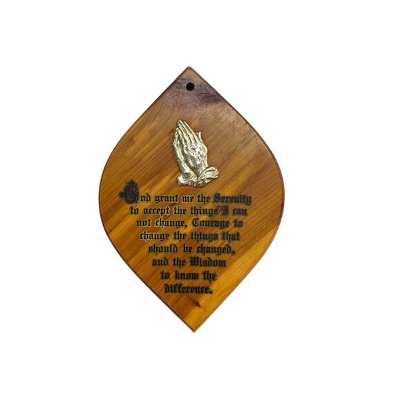Serenity Prayer Wall Plaque With Gold Praying Hands - Picture 1 of 3